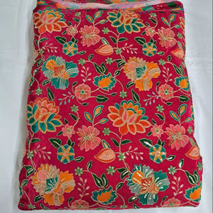 Top Rated Pure Crepe Flower Embroidered Breathable Eco-Friendly Fabric Position Print Natural Textile Home Textile Designer - Product Image 1