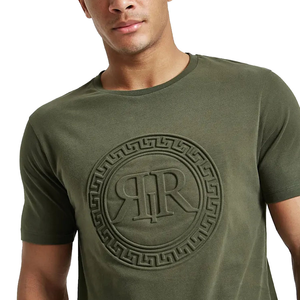 2024 nouveauté Logo personnalisé coton thermique surdimensionné 3D en relief t-shirt poids lourd 500 Gsm manches courtes solide 3D gaufrage - Product Image 3