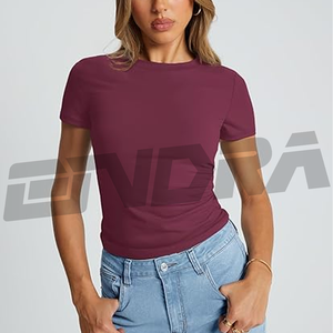T-shirt en coton marron pour femmes doux respirant demi-manche décontracté coupe ajustée haut confortable à porter au quotidien basique col rond t-shirt parfait - Product Image 2