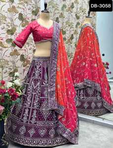 ชุดประจำชาติอินเดียผ้าไหมจาลพารีพร้อมงานปักลายลำดับด้วยผ้าจอร์เจียกับงานปักลายดิจิทัล - Product Image 2