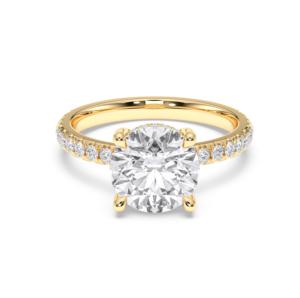 Juego de puntas de anillo de compromiso de solitario de diamante de corte redondo de 3,50 quilates de/VVS VS Moissanite en platino para mujer - Product Image 3