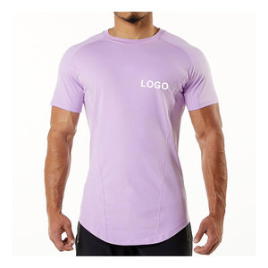Camiseta de gimnasio ultrasuave para hombre, camiseta de entrenamiento elástica de Spandex de compresión de manga corta de algodón 100%, camiseta de entrenamiento ligera - Product Image 2