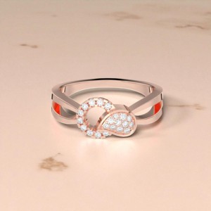 0.15 carats E-F/VVS-VS Moissanite diamant coupe ronde serti de griffes bague aspect croisé torsadé fabriqué à partir d'or massif 10K 14K 18K - Product Image 4