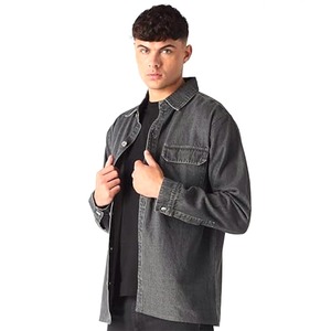 Vente chaude de la saison Veste en jean pour homme Coupe ample Couleur unie Style décontracté haut de gamme Vêtement d'extérieur - Product Image 4