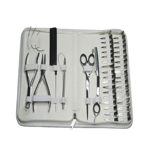 Pince d'extension de cheveux en acier inoxydable avec poignée en caoutchouc Pince à micro ouverture et fermeture de cheveux - Product Image 1