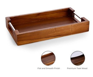 ถาดไม้ทำมือจากอินเดีย ทนทาน ใช้สำหรับเสิร์ฟชา กาแฟ ขนม ใช้กับเครื่องล้างจานและไมโครเวฟได้ สไตล์เรียบง่าย - Product Image 5