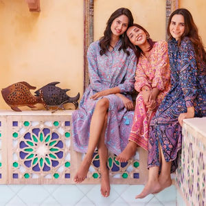 Vestido Midi Paisley Floral, Estampado Indio, Algodón Transpirable, Elegante para Uso Diario Informal, Largo Maxi con Bordado - Product Image 1