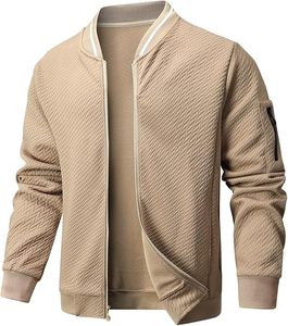 100% Cotton Customized Varsity <b>Jacket</b> <b>Long</b> Sleeves Quilted Lining Zipper Closure Waterproof Windproof Breathable Knitted Front - Product Image 5