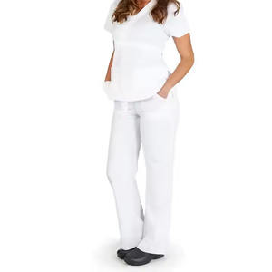 Venta caliente personalizado Scrubs estiramiento transpirable mujeres Pantalones rectos enfermería Scrubs uniforme médico Spandex Hospital uniforme quirúrgico - Product Image 6