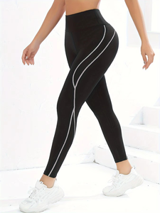 Leggings de sport pour femmes, en maille unie, pour la gym et le yoga, taille haute, effet lifting des fesses, taille élastique, respirants, antibactériens, écologiques - Product Image 5