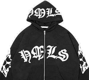 2025 Street Wear Heavy Weight 500 GSM Sudadera con capucha con estampado de pantalla de lujo Sudadera con capucha con cremallera unisex de alta calidad - Product Image 2