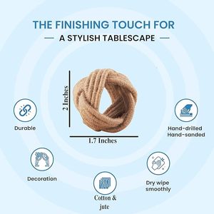 Grands ronds de serviette en rotin de décor de table en vrac pour la table à manger de fête rassemblements de famille de tous les jours pour les décorations - Product Image 5