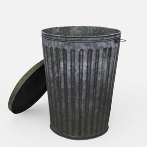 Aged Galvanized Hotel <b>Dustbin</b> - Product Image 3