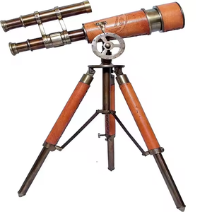 Télescope couvert de cuir vintage pour enfants jumelles de décoration de table éducatives fonctionnelles en laiton marin - Product Image 1