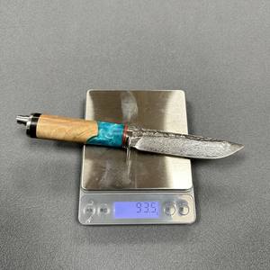 LHH15 사냥 칼 뿔 손잡이 다마스커스 추적기 5 인치 블레이드 사슴 그립 다마스커스 강철 자기 방어 칼 가죽 칼집 - Product Image 6