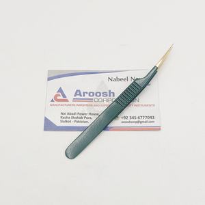 Pince à épiler d'extension de cils Dumont noire d'isolation de pointe dorée professionnelle avec logo personnalisé pochette en PVC en acier inoxydable vente en gros - Product Image 5