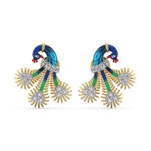Yellow Gold Plumage Sparkle <b>Diamond</b> <b>Earrings</b> - Product Image 2