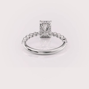 แหวนหมั้นเพชรทรงเหลี่ยมมรกตที่ได้รับการรับรองจาก IGI เพชรเพาะเลี้ยงในห้องปฏิบัติการ ทองคำ 9K สีโรสโกลด์/ไวท์โกลด์/เยลโลว์โกลด์ ประดับเพชรด้านข้างแบบฝังขอบ แหวนแต่งงาน - Product Image 2