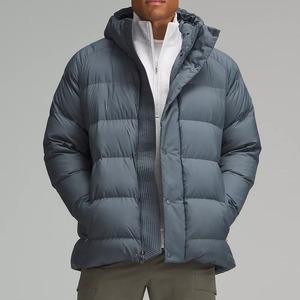 Vente en gros de doudounes d'hiver à capuche en nylon noir avec logo personnalisé pour hommes col montant bouffée de bulles chaude canard lumière extérieure - Product Image 6