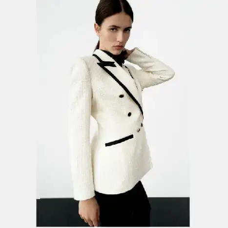 French Retro Black Slim Super Slim Short Sequin Top Women's Woolen Coat Women's Coat Tweed Jacket Tweed Blazer Suits