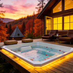 Piscina de Fibra de Vidrio Económica con Iluminación LED, Jets y Filtración, Ideal para Uso Doméstico - Product Image 1