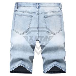 Pantalones cortos de mezclilla informales para hombre de alta calidad con logotipo personalizado transpirable bordado desgastado patrón sólido - Product Image 5