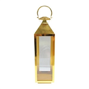 La última vela de Metal linterna centro de mesa decorativa chapada en oro forma de rectángulo para Interior y Exterior Hogar y Hotel de alta calidad - Product Image 5