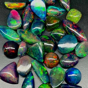 8-10 MM Noir Opale Cabochon Bonne Qualité Multi Flashy Opale Cabochon Lot, Mix Forme Noir Welo Opale Pour La Fabrication De Bijoux - Product Image 4