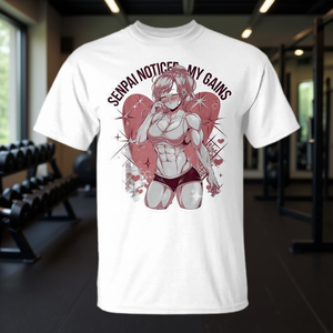 T-Shirt Promozionale per Appassionati di Anime e Fitness: 'Sempai Notò i Miei Progressi' - Manga per Amanti della Palestra - Product Image 3