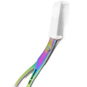 Juego de Peine de tijeras recortadoras de cejas de acero inoxidable profesional, producto de belleza y cuidado Personal antideslizante portátil de 3 piezas - Product Image 3