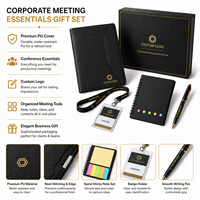 Ensemble cadeau personnalisé pour réunion d'entreprise, kit cadeau pour conférence, cadeau pour réunion d'affaires avec dossier A4, cordon, badge, notes adhésives, stylo, boîte