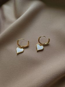 Dainty <b>Heart</b> Dangle Hoop <b>Earrings</b> 925 Sterling Silver 14K <b>Gold</b> Plated Minimalist Drop <b>Heart</b> Jewelry Gift For Girlfriend - Product Image 6