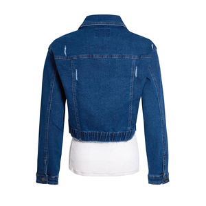 Chaqueta vaquera recortada de mezcla de algodón azul para mujer, chaqueta vaquera corta con forro de lana, botones de algodón, suministro al por mayor de invierno, chaqueta para mujer - Product Image 6