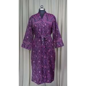 Cozy Warm Winter Romance Yak Wool Blend Women's Purple Floral <b>Cardigan</b> House <b>Coat</b> Quirky Pockets Comfortable ODM Woven - Product Image 1