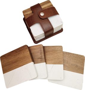 Nouvel arrivage de sous-verres carrés en résine et bois d'érable au design unique sous-verres gravés - Product Image 1