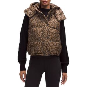 Chaleco Corto Acolchado con Estampado de Leopardo para Mujer, con Capucha, Cintura Ajustable, Ropa de Invierno, Chaleco sin Mangas Aislante - Product Image 1