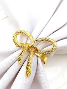 Anneau de serviette en or luxueux et exquis avec nœud papillon pour des dîners romantiques, luxueux et classiques, des fêtes, des maisons, des restaurants, décoration de table - Product Image 4