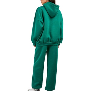 Hot Selling 100% Cotton Fleece Women's Oversized Long <b>Pullover</b> Tracksuit Custom Logo Casual Solid Pattern Winter Season Suitable - Product Image 3