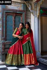 Estilo indio y paquistaní Estilo pesado del sur de la India Hermoso Lehenga Choli con Georgette Dupatta con tela india de bajo precio - Product Image 2
