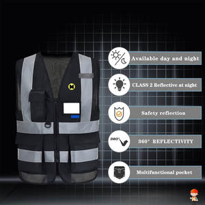Chaleco de trabajo con tiras reflectantes, cierre de cremallera y bolsillos | Chaleco de seguridad de alta visibilidad para ropa de trabajo, venta al por mayor - Product Image 3