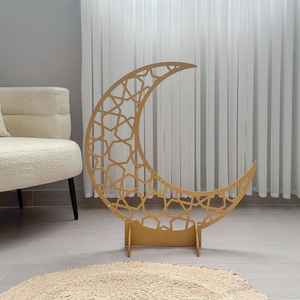 Ensemble de décoration du Ramadan en bois blanc très grand, arche de mosquée en MDF, lanterne de sol en forme de lune, toile de fond islamique, Eid Mubarak, décoration de la maison - Product Image 5