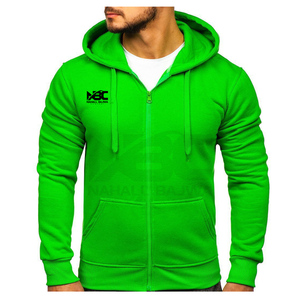 Personalizable Hombres Algodón Casual Full Zip-up Hoodie 320gsm Oversized Heavyweight Low MOQ Bulk para Invierno Color Verde Claro - Product Image 1