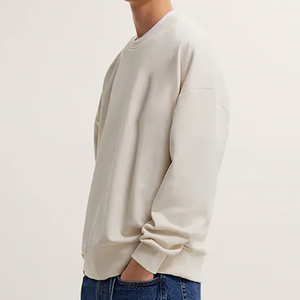 เสื้อสเวตเตอร์คอกลมของผู้ชายเสื้อสเวตเตอร์คอกลมผ้าฝ้าย100% โอเวอร์ไซส์สำหรับผู้ชายผู้หญิงใส่ได้ทั้งชายและหญิงผ้าคอตตอนผสมโลโก้ตามสั่ง - Product Image 2