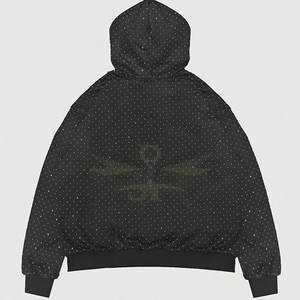 Sweat à capuche en coton 100% avec strass, taille adulte, respirant, manches longues, sweat à capuche avec strass de qualité supérieure - Product Image 2