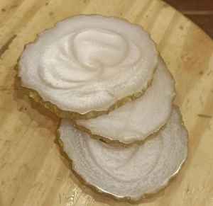 Sky Blue 4-Inch High Quality Modern <b>Epoxy</b> <b>Resin</b> Coasters Luxury Design Style Pattern Drink Use Home Wedding <b>Table</b> - Product Image 1