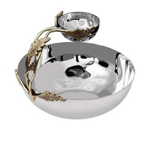 Venta caliente elegante cuenco de acero inoxidable respetuoso con el medio ambiente Metal Chocolate dátiles caramelo servir plato soporte de diseño de flores - Product Image 1