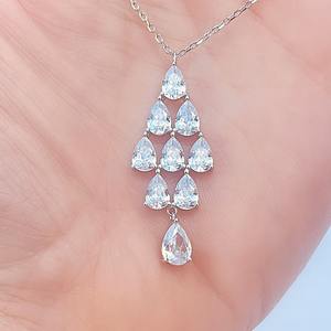 ของขวัญแต่งงานที่สมบูรณ์แบบของเธอสีขาวบุษราคัมสร้อยคอจี้โรเดียมชุบแข็ง925เงินสเตอร์ลิงเครื่องประดับอินเทรนด์เครื่องประดับผู้หญิง - Product Image 1