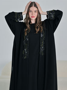 Ensemble de robe intérieure Abaya à manches longues en soie anti-rides, élégante et luxueuse, sur mesure, ornée d'un style traditionnel musulman sophistiqué - Product Image 2