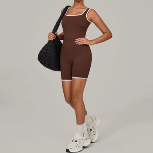 Hot-Selling Women's Sleeveless Ribbed Knitted Bodycon <b>Jumpsuit</b> Stretch Spandex Polyester Romper All Seasons Knitted Fit - Product Image 3