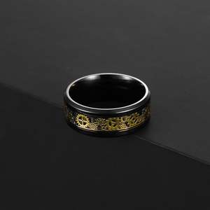 Jeulia Carbon Fiber Gear <b>Titanium</b> Steel Men's Wedding Band - Product Image 3